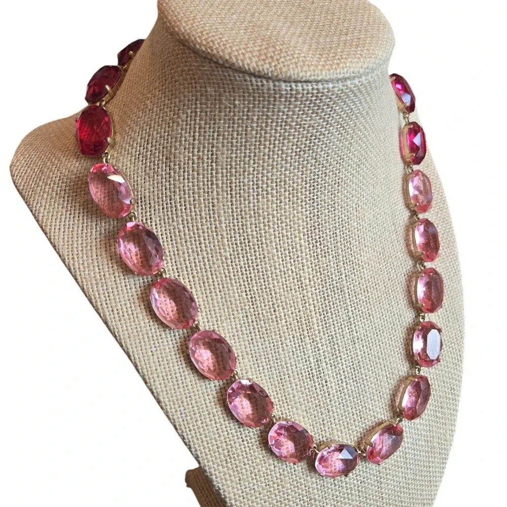 Roxanne Assoulin‎ Statement Necklace Gemstone Crystal Pink Ombre Gold Cocktail